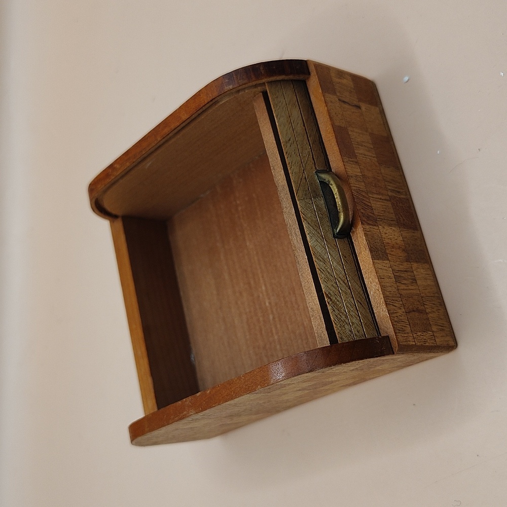 Vintage SCOTTY DOGS Inlaid Wood Case With Rolltop Articulated Lid JAPAN - Picture 4 of 8